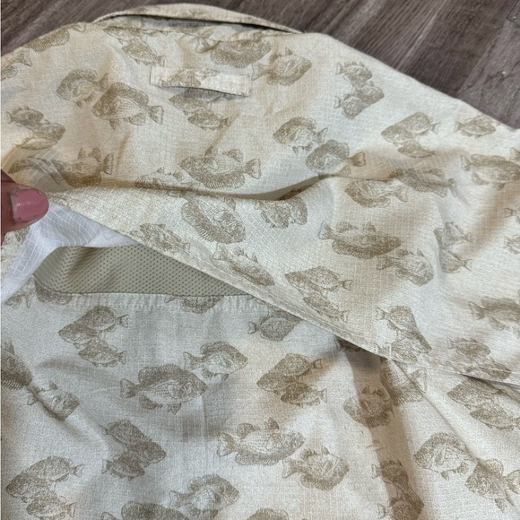 Weatherproof Garment sz L Men's Desert Grass Fish button fishing vented Shirt - Picture 5 of 10